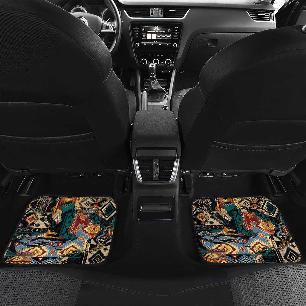 Native American Navajo Wolf Car Mats Grunge Pattern