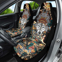 Native American Navajo Wolf Car Seat Cover Grunge Pattern