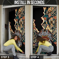 Native American Navajo Wolf Door Cover Grunge Pattern