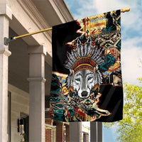 Native American Navajo Wolf Garden Flag Grunge Pattern