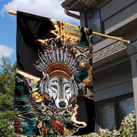 Native American Navajo Wolf Garden Flag Grunge Pattern