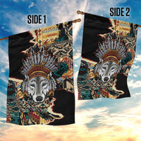 Native American Navajo Wolf Garden Flag Grunge Pattern