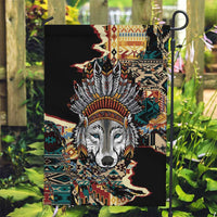 Native American Navajo Wolf Garden Flag Grunge Pattern