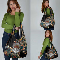 Native American Navajo Wolf Grocery Bag Grunge Pattern