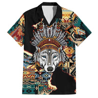 Native American Navajo Wolf Hawaiian Shirt Grunge Pattern