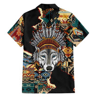 Native American Navajo Wolf Hawaiian Shirt Grunge Pattern