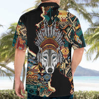 Native American Navajo Wolf Hawaiian Shirt Grunge Pattern