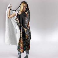 Native American Navajo Wolf Hooded Blanket Grunge Pattern
