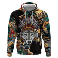 Native American Navajo Wolf Hoodie Grunge Pattern
