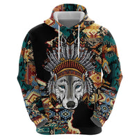 Native American Navajo Wolf Hoodie Grunge Pattern