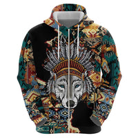 Native American Navajo Wolf Hoodie Grunge Pattern