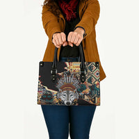 Native American Navajo Wolf Leather Bag Grunge Pattern