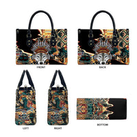 Native American Navajo Wolf Leather Bag Grunge Pattern