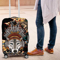 Native American Navajo Wolf Luggage Cover Grunge Pattern