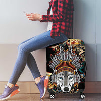 Native American Navajo Wolf Luggage Cover Grunge Pattern