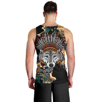 Native American Navajo Wolf Men Tank Top Grunge Pattern