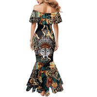 Native American Navajo Wolf Mermaid Dress Grunge Pattern