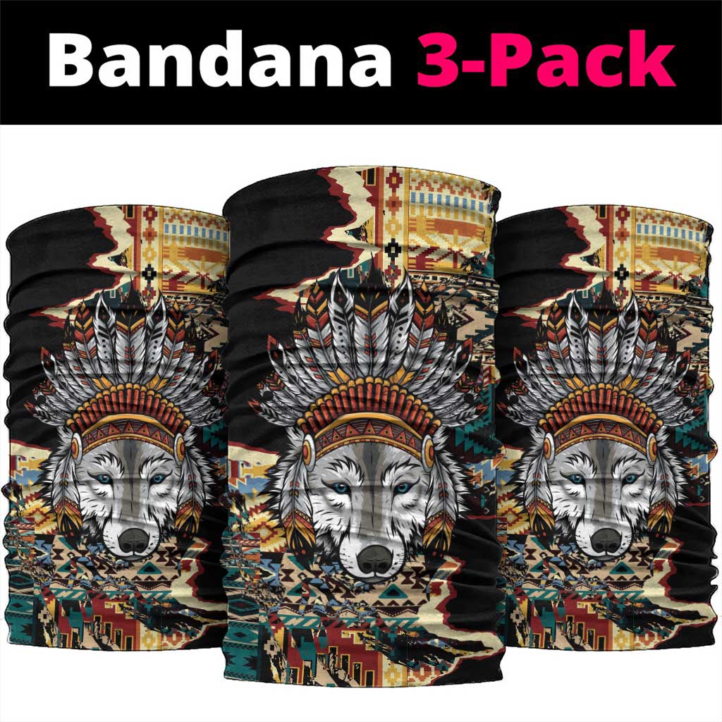 Native American Navajo Wolf Neck Gaiter Grunge Pattern