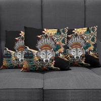 Native American Navajo Wolf Pillow Cover Grunge Pattern