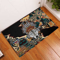 Native American Navajo Wolf Rubber Doormat Grunge Pattern
