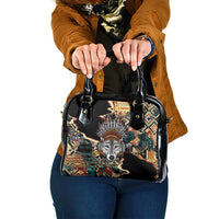 Native American Navajo Wolf Shoulder Handbag Grunge Pattern