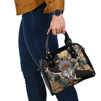 Native American Navajo Wolf Shoulder Handbag Grunge Pattern