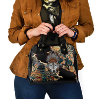 Native American Navajo Wolf Shoulder Handbag Grunge Pattern