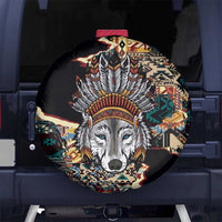 Native American Navajo Wolf Spare Tire Cover Grunge Pattern