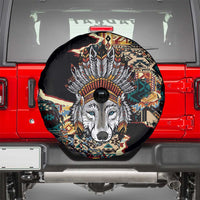 Native American Navajo Wolf Spare Tire Cover Grunge Pattern