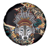 Native American Navajo Wolf Spare Tire Cover Grunge Pattern