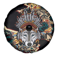 Native American Navajo Wolf Spare Tire Cover Grunge Pattern