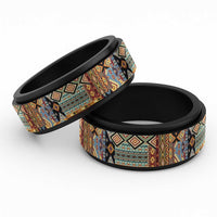 Native American Navajo Wolf Spinner Ring Grunge Pattern