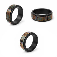 Native American Navajo Wolf Spinner Ring Grunge Pattern