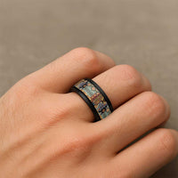 Native American Navajo Wolf Spinner Ring Grunge Pattern