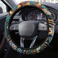 Native American Navajo Wolf Steering Wheel Cover Grunge Pattern