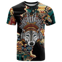 Native American Navajo Wolf T Shirt Grunge Pattern