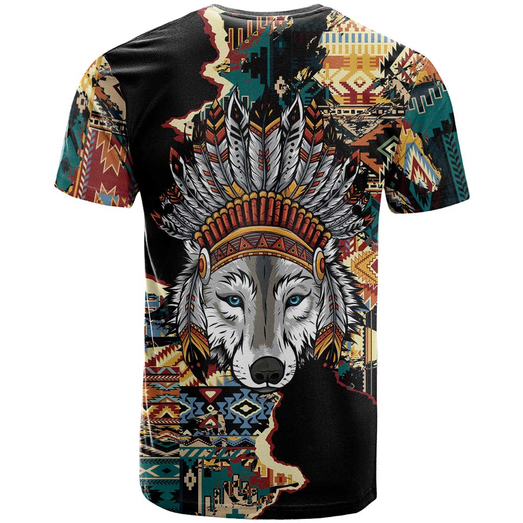 Native American Navajo Wolf T Shirt Grunge Pattern