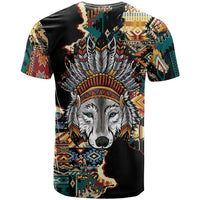 Native American Navajo Wolf T Shirt Grunge Pattern