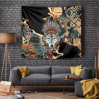 Native American Navajo Wolf Tapestry Grunge Pattern