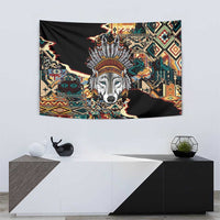Native American Navajo Wolf Tapestry Grunge Pattern