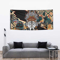 Native American Navajo Wolf Tapestry Grunge Pattern