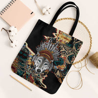 Native American Navajo Wolf Tote Bag Grunge Pattern