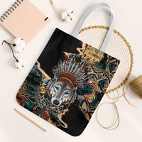 Native American Navajo Wolf Tote Bag Grunge Pattern