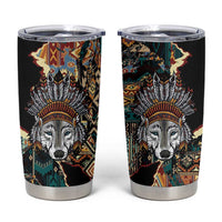 Native American Navajo Wolf Tumbler Cup Grunge Pattern