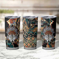 Native American Navajo Wolf Tumbler Cup Grunge Pattern