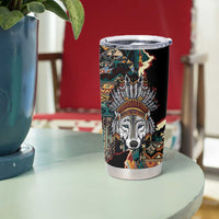 Native American Navajo Wolf Tumbler Cup Grunge Pattern