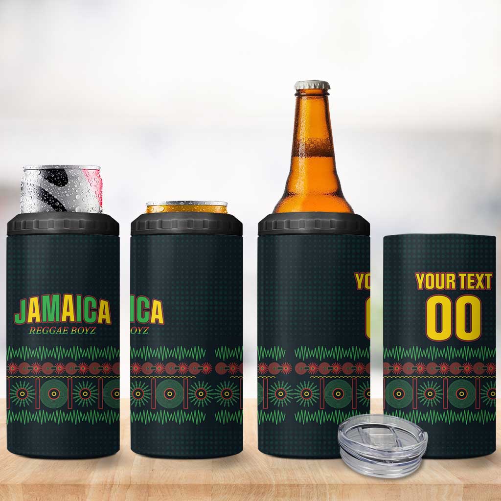 Custom Soccer 2026 Jamaica 4 in 1 Can Cooler Tumbler Reggae Music Spirit