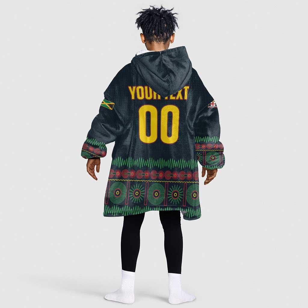 Custom Soccer 2026 Jamaica Kid Wearable Blanket Hoodie Reggae Music Spirit