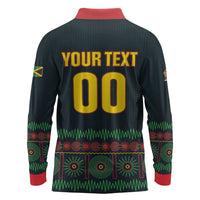 Custom Soccer 2026 Jamaica Long Sleeve Polo Shirt Reggae Music Spirit