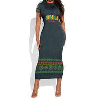 Custom Soccer 2026 Jamaica Short Sleeve Bodycon Dress Reggae Music Spirit